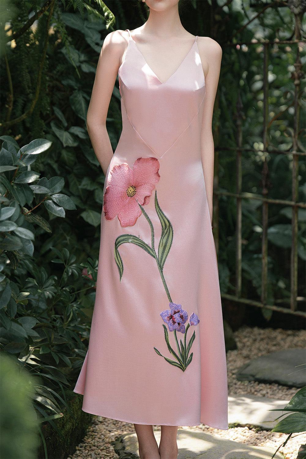 Daffor A-line Sleeveless Silk Satin Ankle Length Dress - MEAN BLVD