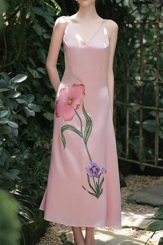 Daffor A-line Sleeveless Silk Satin Ankle Length Dress - MEAN BLVD