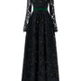 Dahlia A-line Lace Velvet Floor Length Dress - MEAN BLVD