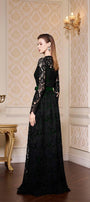 Dahlia A-line Lace Velvet Floor Length Dress - MEAN BLVD
