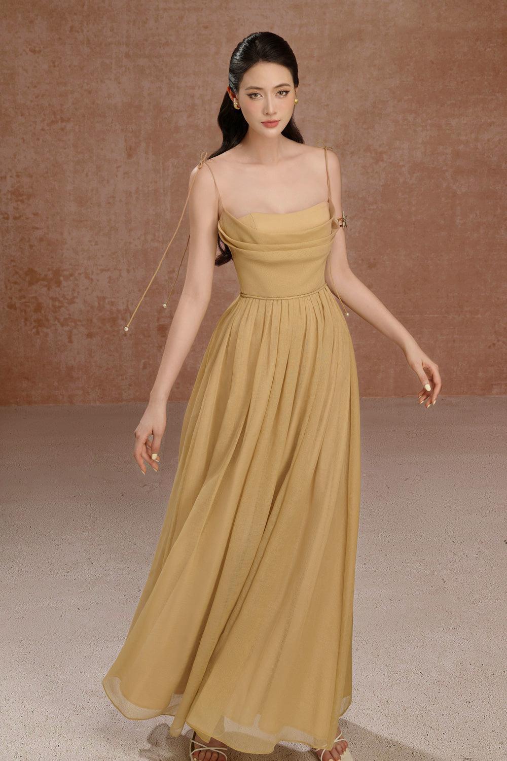 Daisye A-line Cowl Neck Organza Maxi Dress - MEAN BLVD