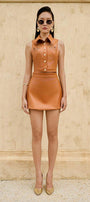 Dakota A-line Sleeveless Leather Mini Set - MEAN BLVD