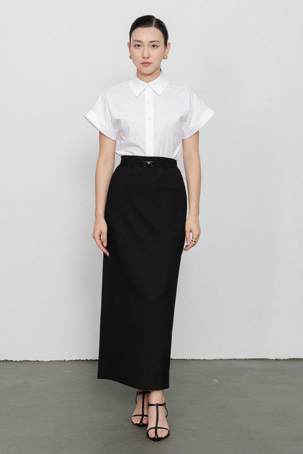 Dakota Sheath Welt Pocket Wool Ankle Length Skirt - MEAN BLVD
