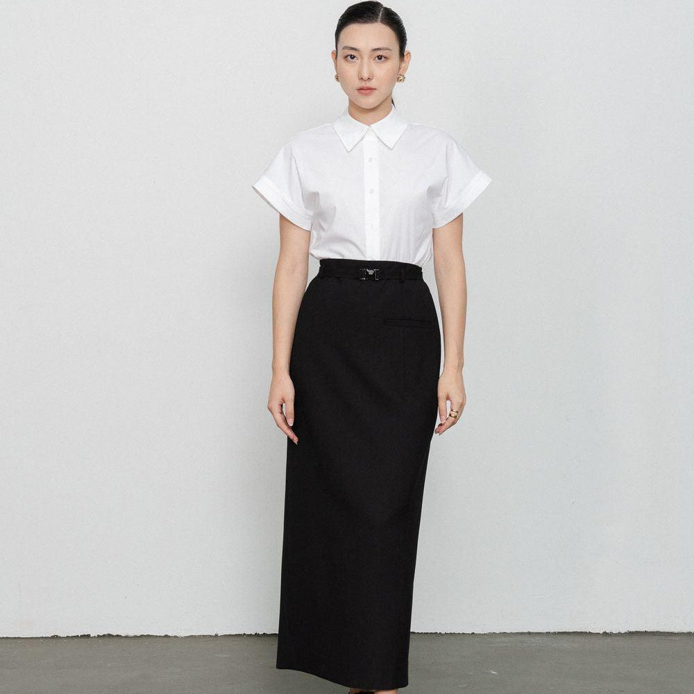 Dakota Sheath Welt Pocket Wool Ankle Length Skirt - MEAN BLVD