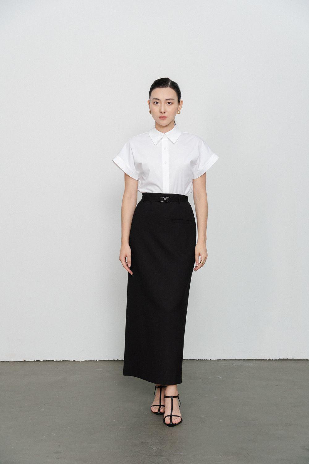 Dakota Sheath Welt Pocket Wool Ankle Length Skirt - MEAN BLVD