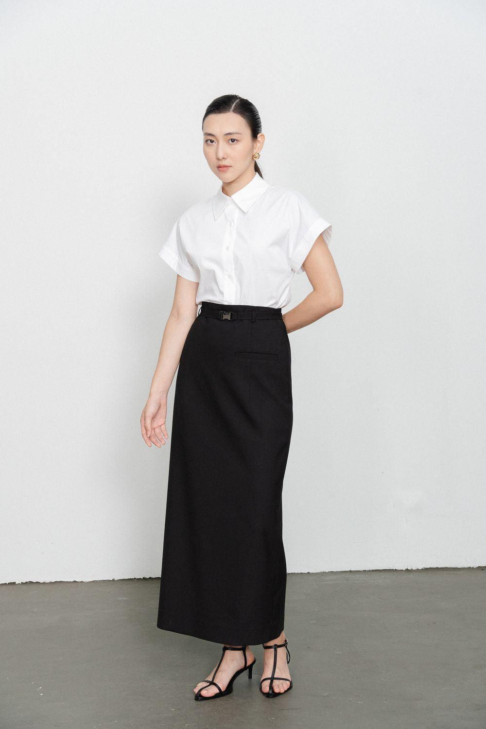 Dakota Sheath Welt Pocket Wool Ankle Length Skirt - MEAN BLVD