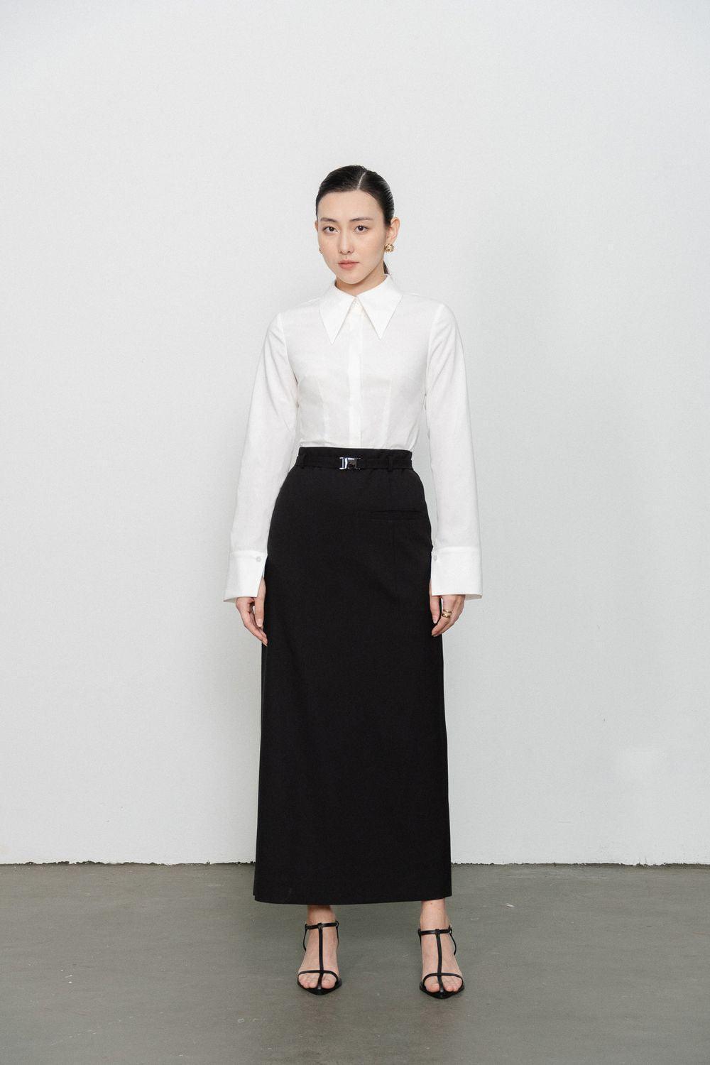 Dakota Sheath Welt Pocket Wool Ankle Length Skirt - MEAN BLVD