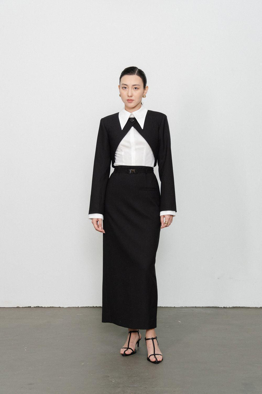 Women's Dakota Sheath Welt Pocket Wool Ankle Length Skirt S/M/L Black MEAN BLVD L / Black
