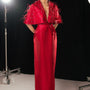 Daleyza Sheath V-Neck Taffeta Floor Length Dress - MEAN BLVD