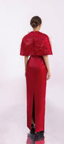 Daleyza Sheath V-Neck Taffeta Floor Length Dress - MEAN BLVD