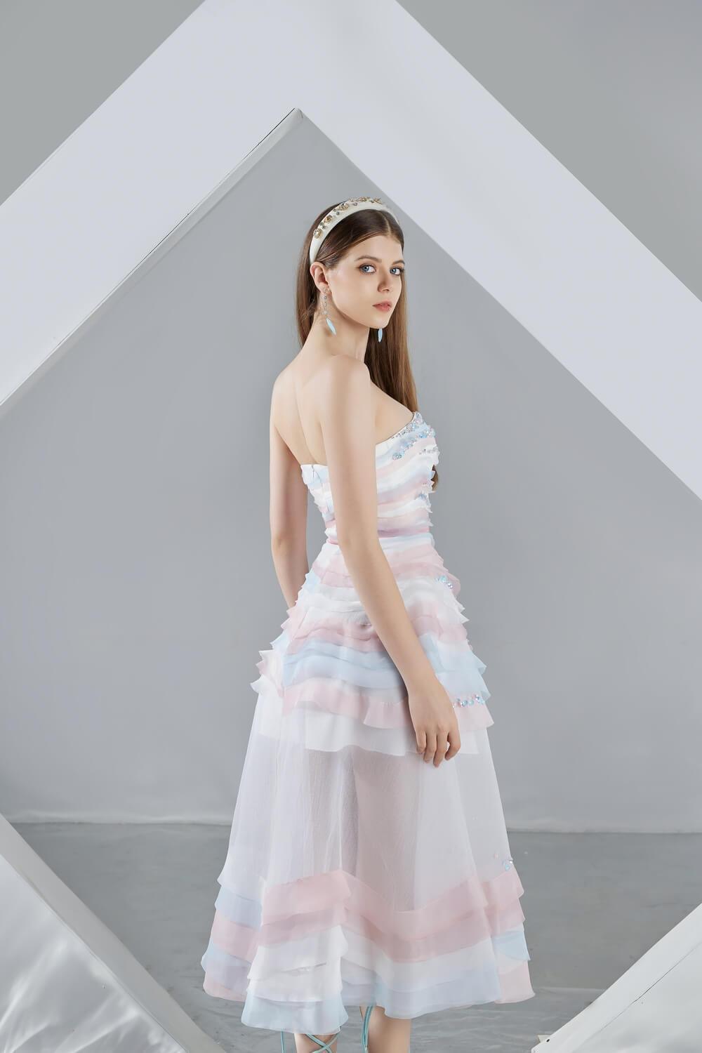 white organza midi dress Adele Off-The-Shoulder Organza Midi Dress | Made-To-Order