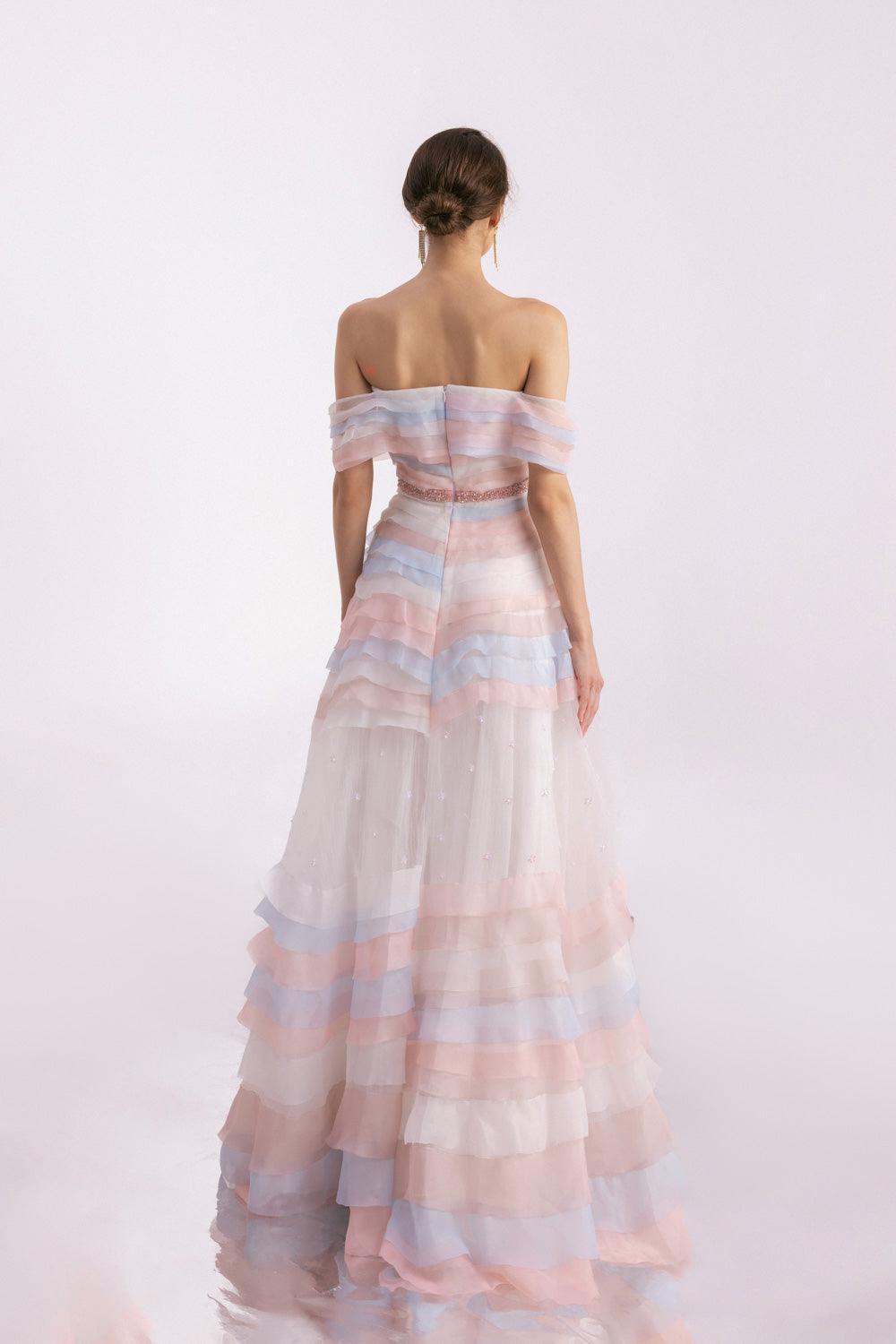 Women's Dallasy Fit and Flare Off-Shoulder Organza Floor Length Dress XS/S/M/L/XL Ombre MEAN BLVD Ombre / S Women's Dallasy Fit and Flare Off-Shoulder Organza Floor Length Dress XS/S/M/L/XL Ombre MEAN BLVD Ombre / S