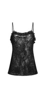 Damask Straight Semi-Heart Neck Lace Top - MEAN BLVD