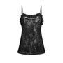 Damask Straight Semi-Heart Neck Lace Top - MEAN BLVD
