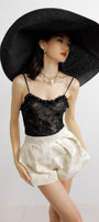 Damask Straight Semi-Heart Neck Lace Top - MEAN BLVD