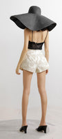 Damask Straight Semi-Heart Neck Lace Top - MEAN BLVD