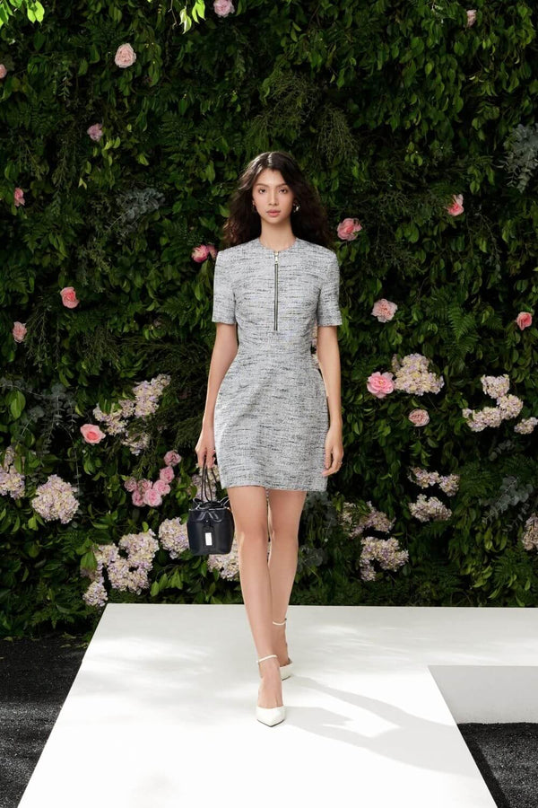 Daniela A-line Short Sleeved Wool Cotton Mini Dress - MEAN BLVD