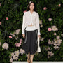 Daniela Pleated High Waist Wool Midi Skirt - MEAN BLVD