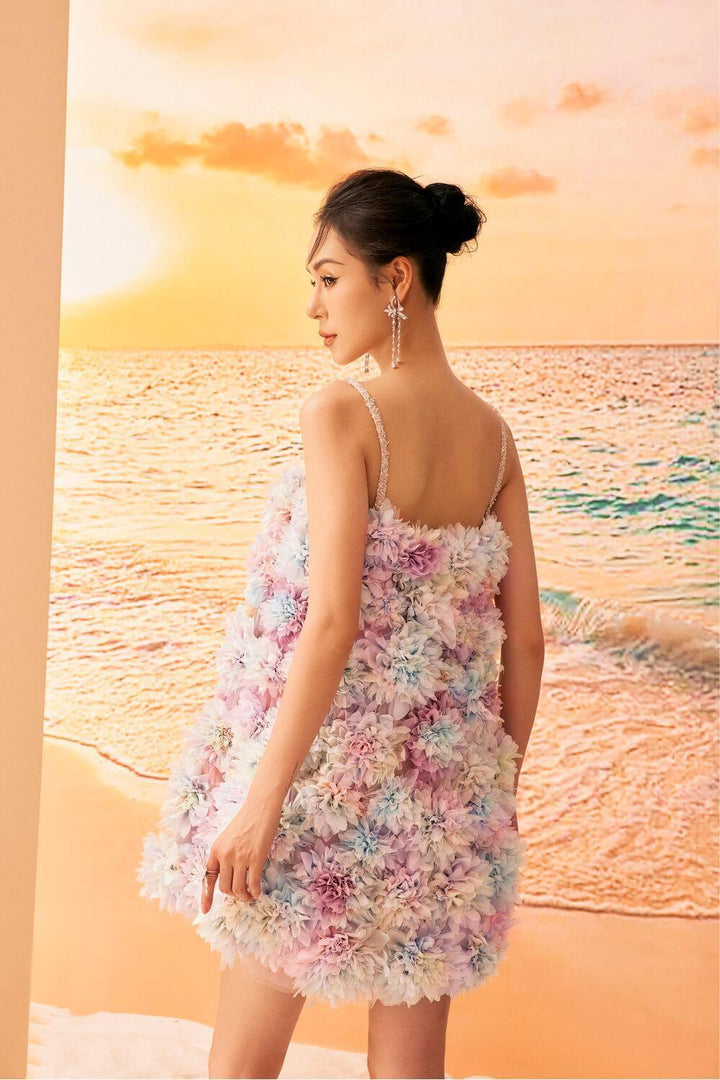 Daniela Trapezoid Flower Applique Organza Mini Dress - MEAN BLVD