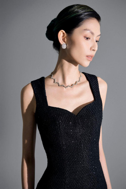 Danielle Sheath Sleeveless Tweed Maxi Dress - MEAN BLVD