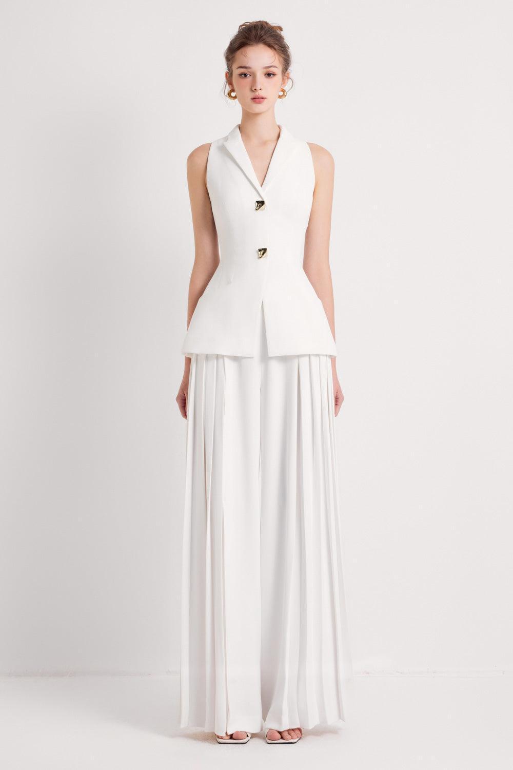 Daria Peplum V-Neck Twill Top - MEAN BLVD