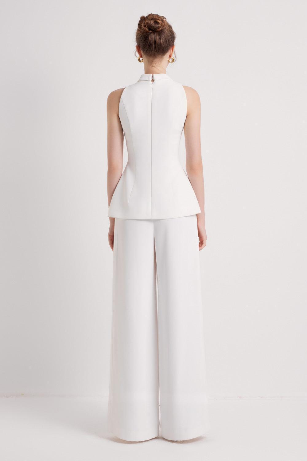 Daria Peplum V-Neck Twill Top - MEAN BLVD