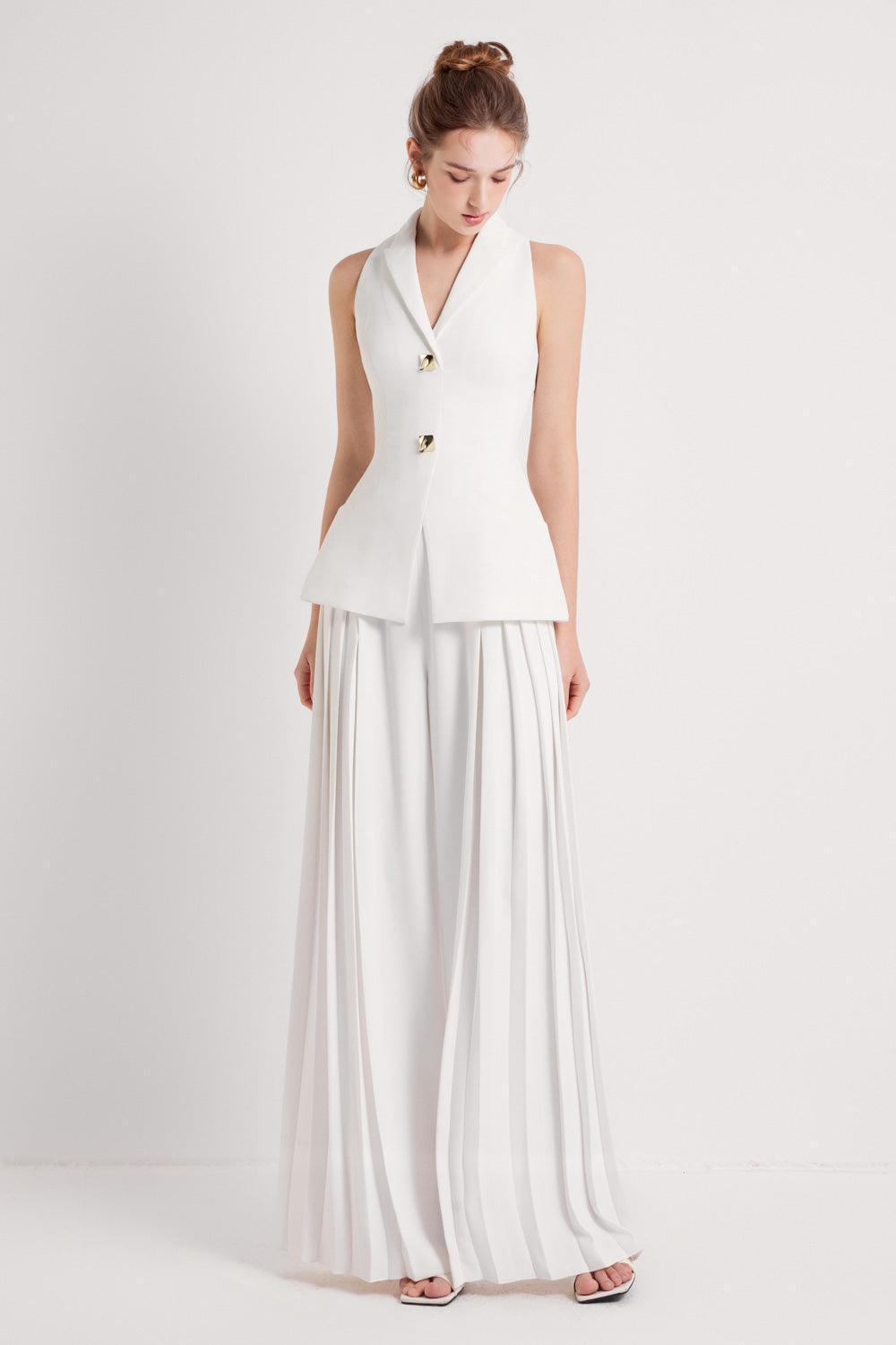 Daria Peplum V-Neck Twill Top - MEAN BLVD