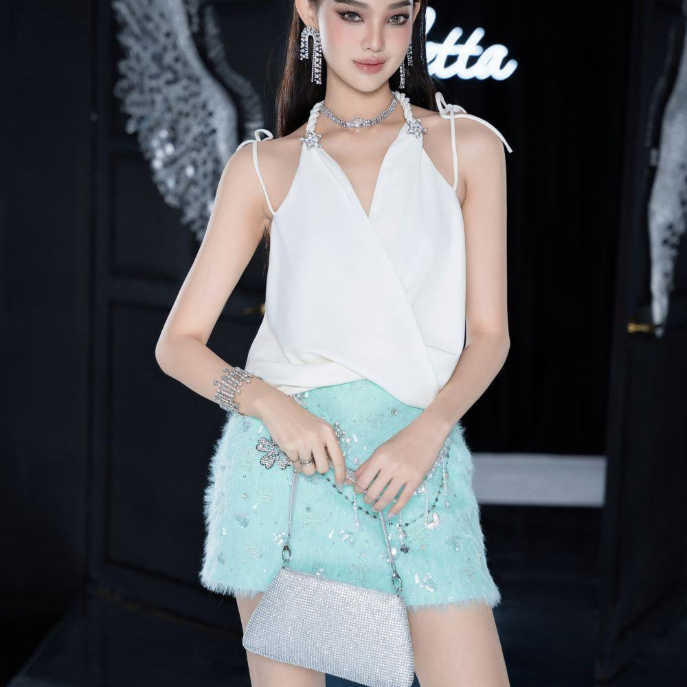 Daris Straight Halter Neck Polyester Top - MEAN BLVD