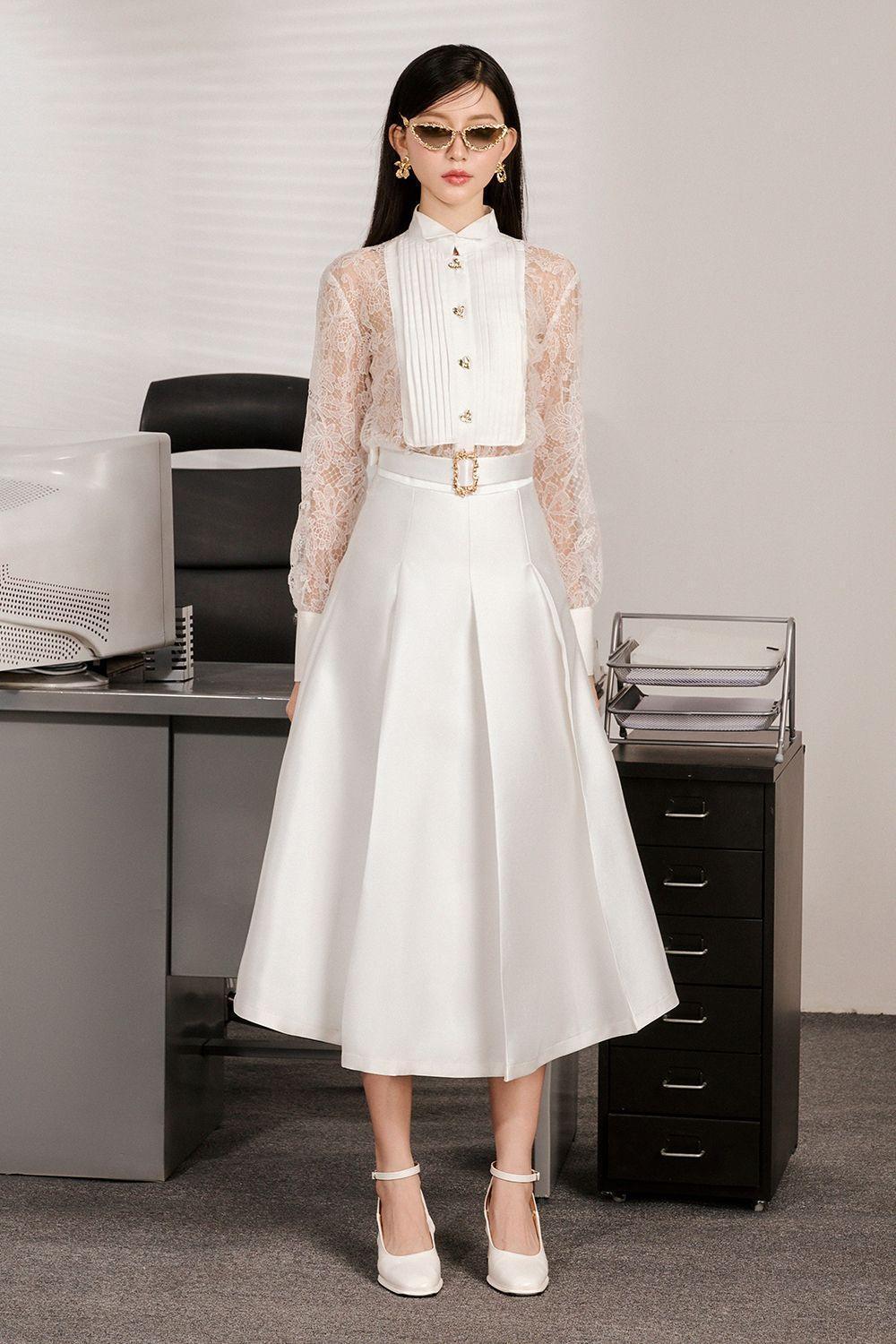 David A-line Long Sleeved Polyester Midi Set - MEAN BLVD