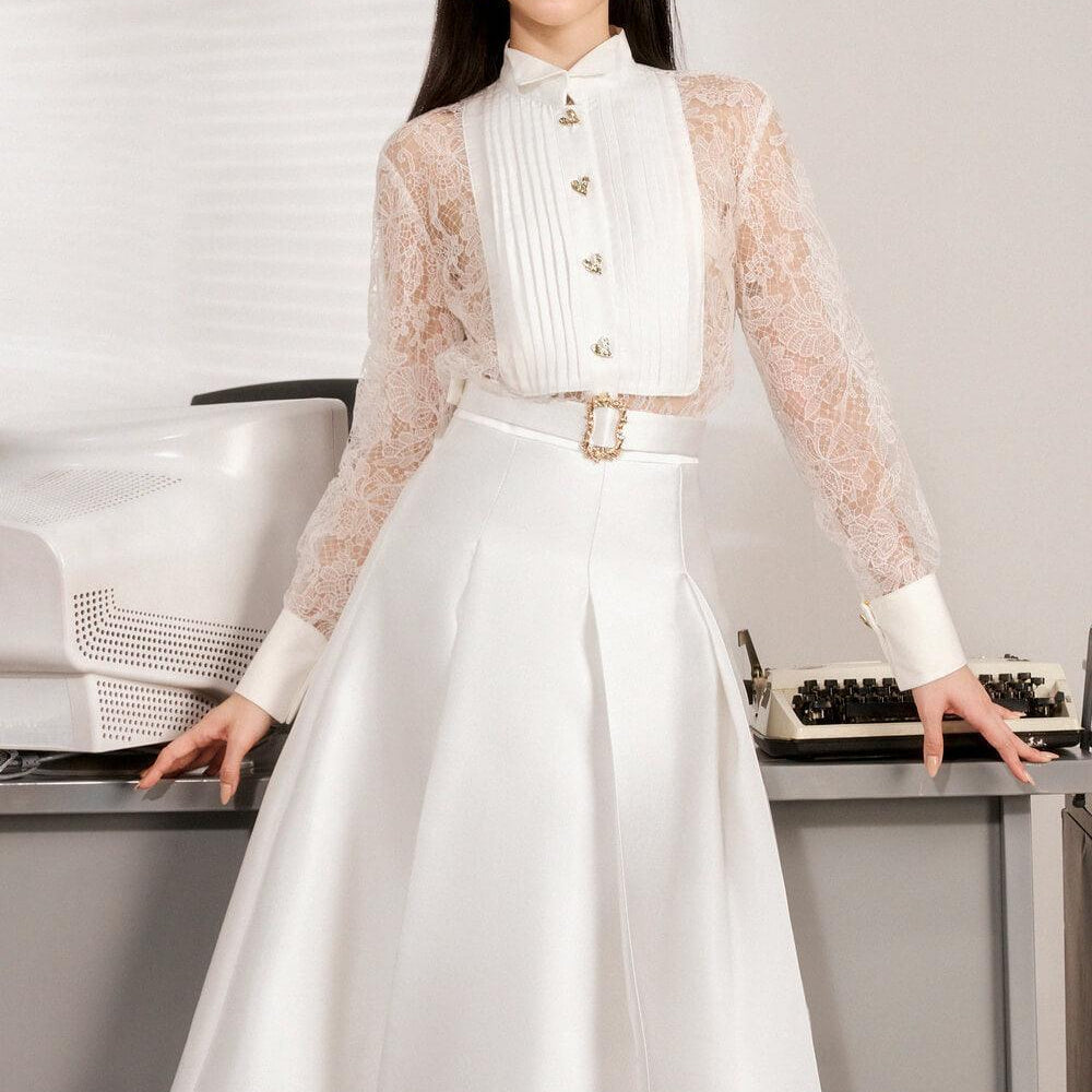David A-line Long Sleeved Polyester Midi Set - MEAN BLVD