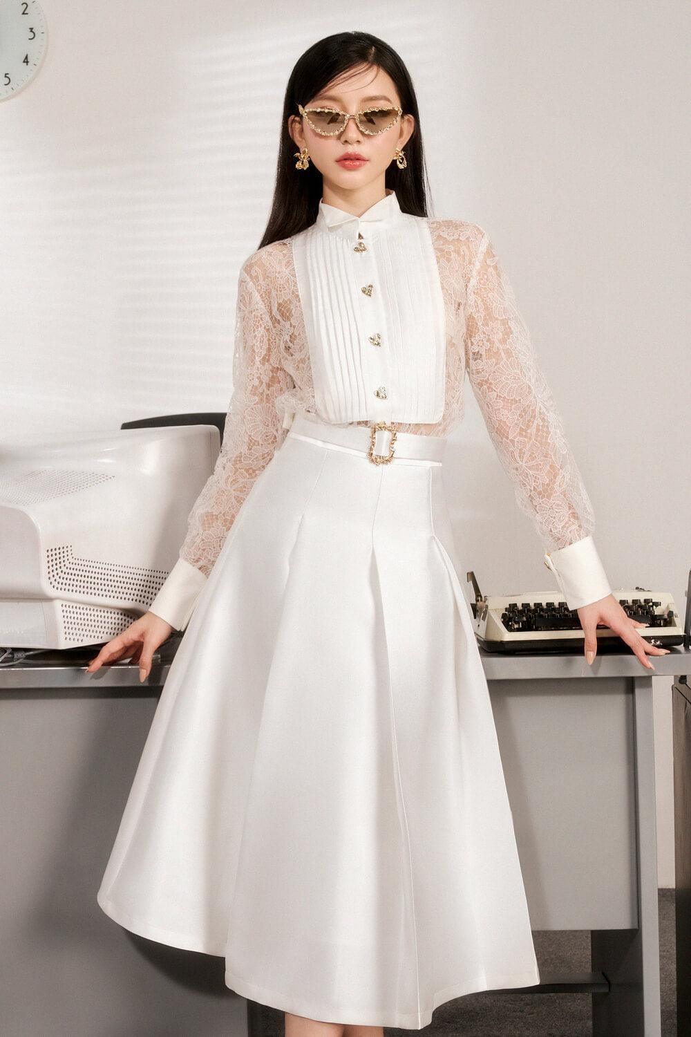 David A-line Long Sleeved Polyester Midi Set - MEAN BLVD