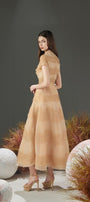 Davie A-line Waist Pleated Organza Midi Dress - MEAN BLVD