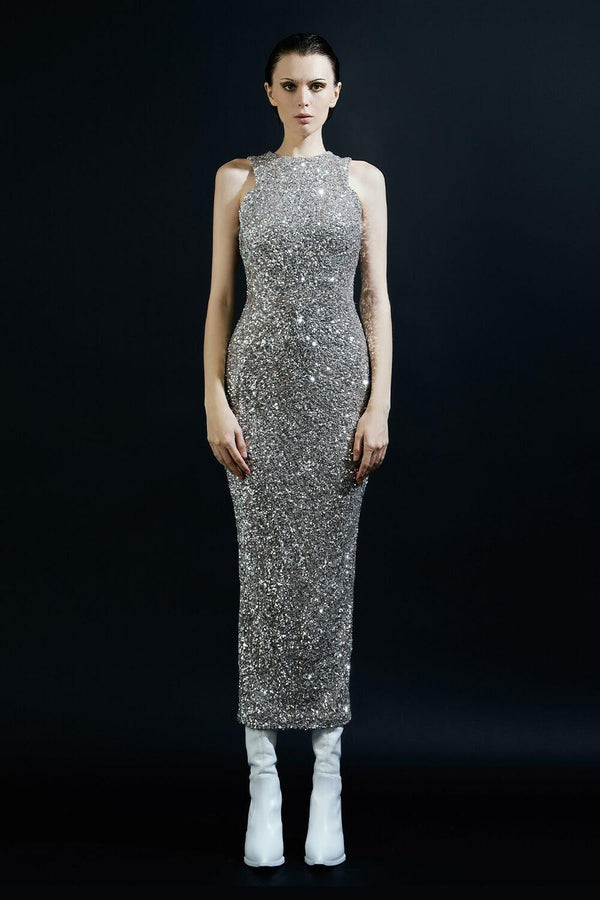 Dazzling Bodycon Sleeveless Sequin Ankle Length Dress - MEAN BLVD