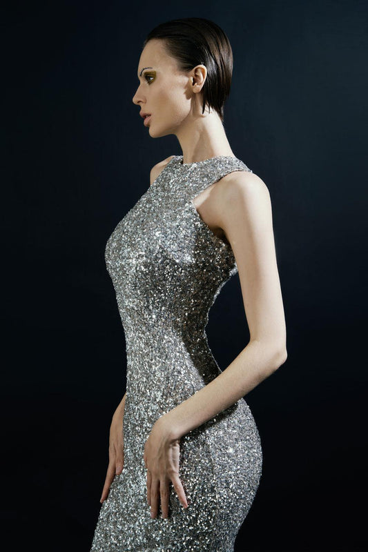 Dazzling Bodycon Sleeveless Sequin Ankle Length Dress - MEAN BLVD