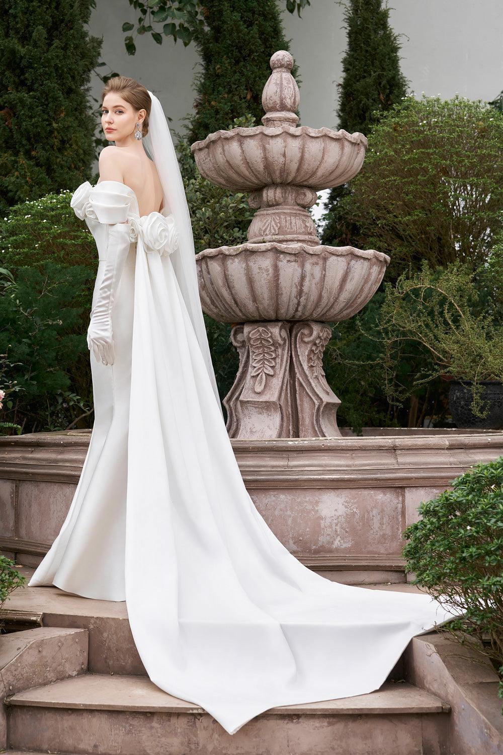 Deandre Mermaid Off-Shoulder Silk Lace Floor Length Dress - MEAN BLVD