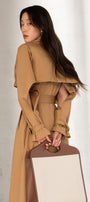 Delilah Straight Double Breasted Khaki Calf Length Trench Coat - MEAN BLVD