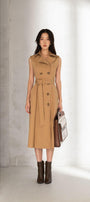 Delilah Straight Double Breasted Khaki Calf Length Trench Coat - MEAN BLVD