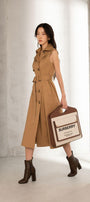 Delilah Straight Double Breasted Khaki Calf Length Trench Coat - MEAN BLVD