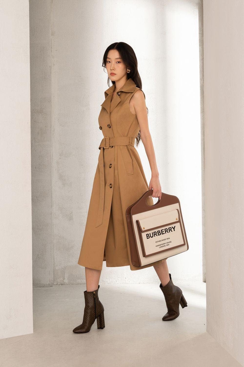 Delilah Straight Double Breasted Khaki Calf Length Trench Coat - MEAN BLVD