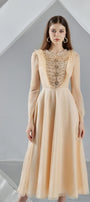 Della Pleated Long Sleeved Organza Midi Dress - MEAN BLVD