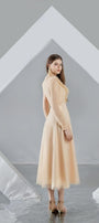 Della Pleated Long Sleeved Organza Midi Dress - MEAN BLVD