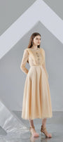 Della Pleated Long Sleeved Organza Midi Dress - MEAN BLVD