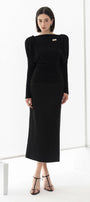 Della Straight High Waist Taffeta Midi Skirt - MEAN BLVD