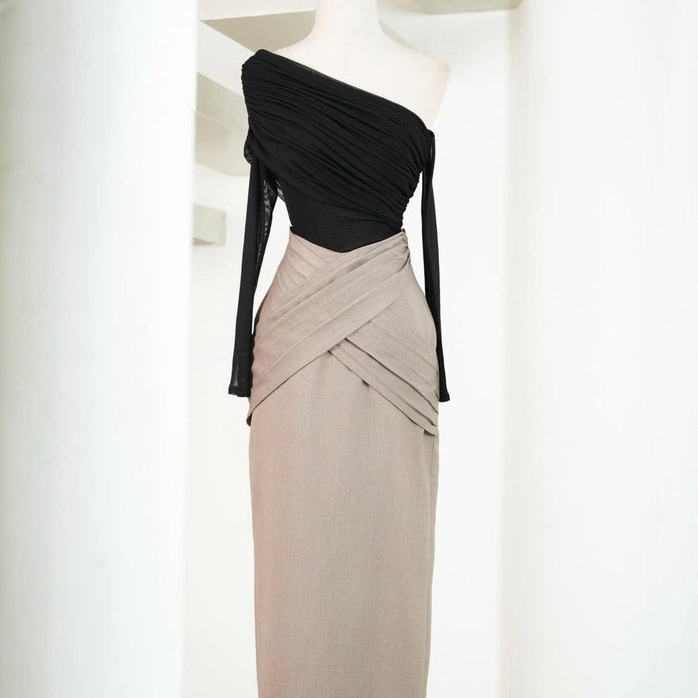 Delta Sheath Crossover Burlap Silk Ankle Length Skirt - MEAN BLVD