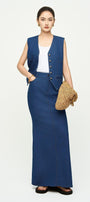 Demi Straight Welt Pocket Cotton Denim Vest - MEAN BLVD