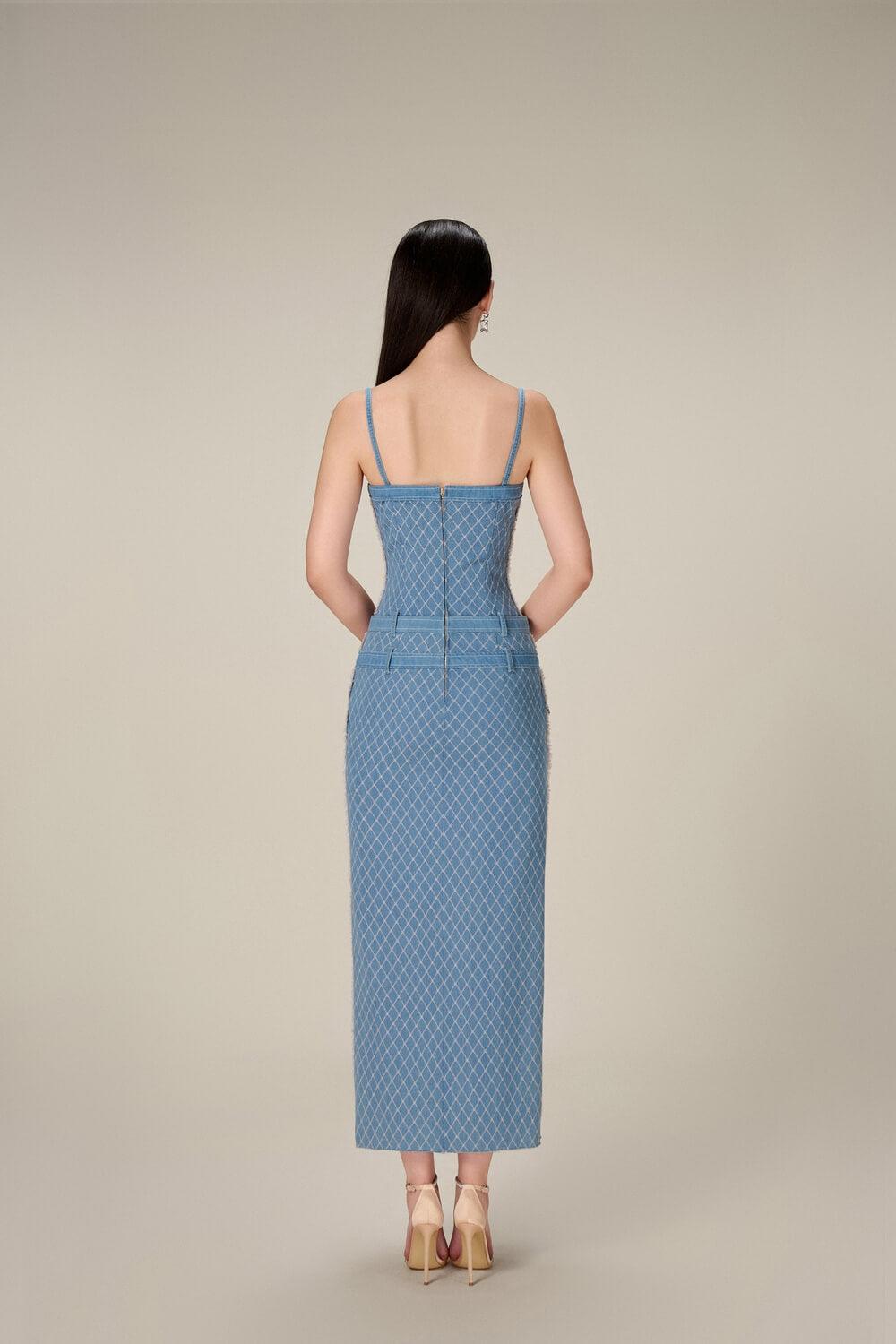 Strappy Denim Dress - Dark blue main image 1
