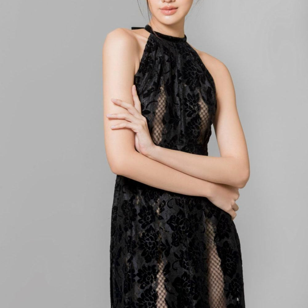 Denver Halter Sleeveless Lace Ankle Length Dress - MEAN BLVD