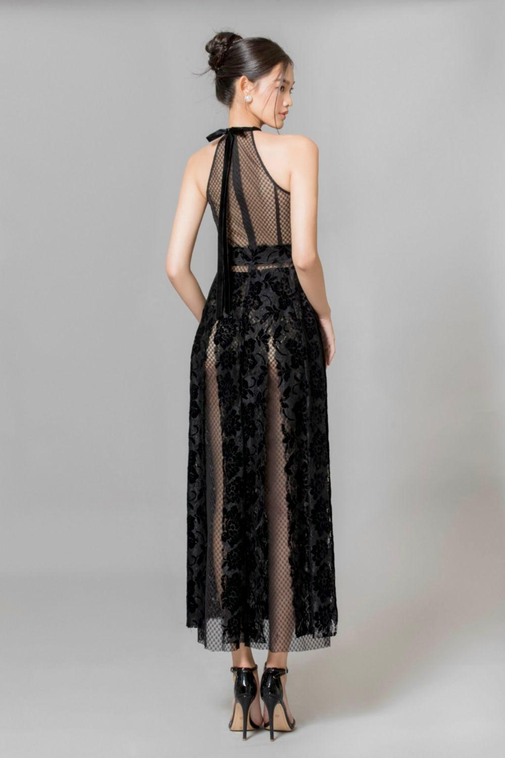 Denver Halter Sleeveless Lace Ankle Length Dress - MEAN BLVD
