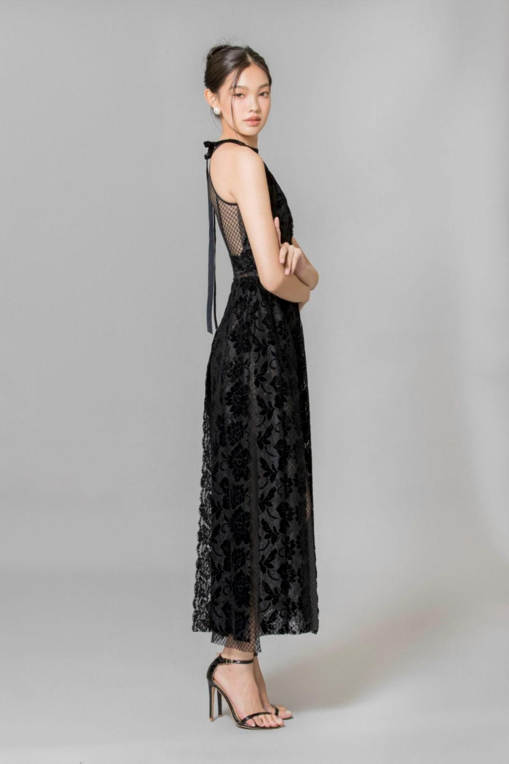 Denver Halter Sleeveless Lace Ankle Length Dress - MEAN BLVD