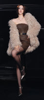Deply Straight V-Neck Faux Fur Coat - MEAN BLVD